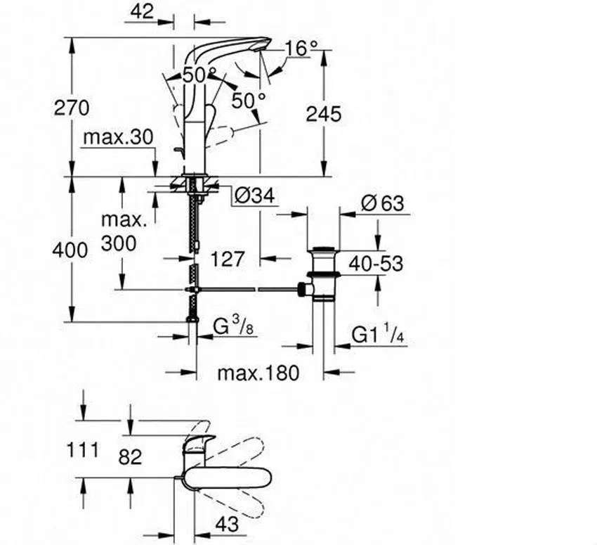 Смеситель для раковины Grohe Eurostyle 2015 Solid 23718003 изображение