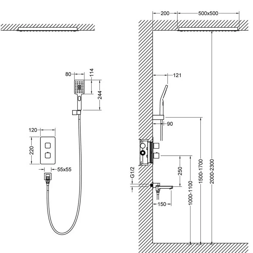 Душевая система встроенная с термостатом Timo Petruma SX-5019/03SM черный изображение