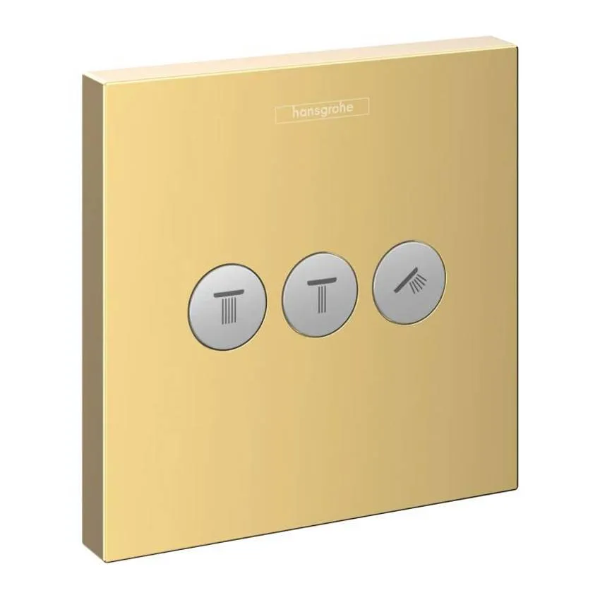 Запорный/переключающий вентиль на 3 потребителя Hansgrohe Select 15764990 полированное золото