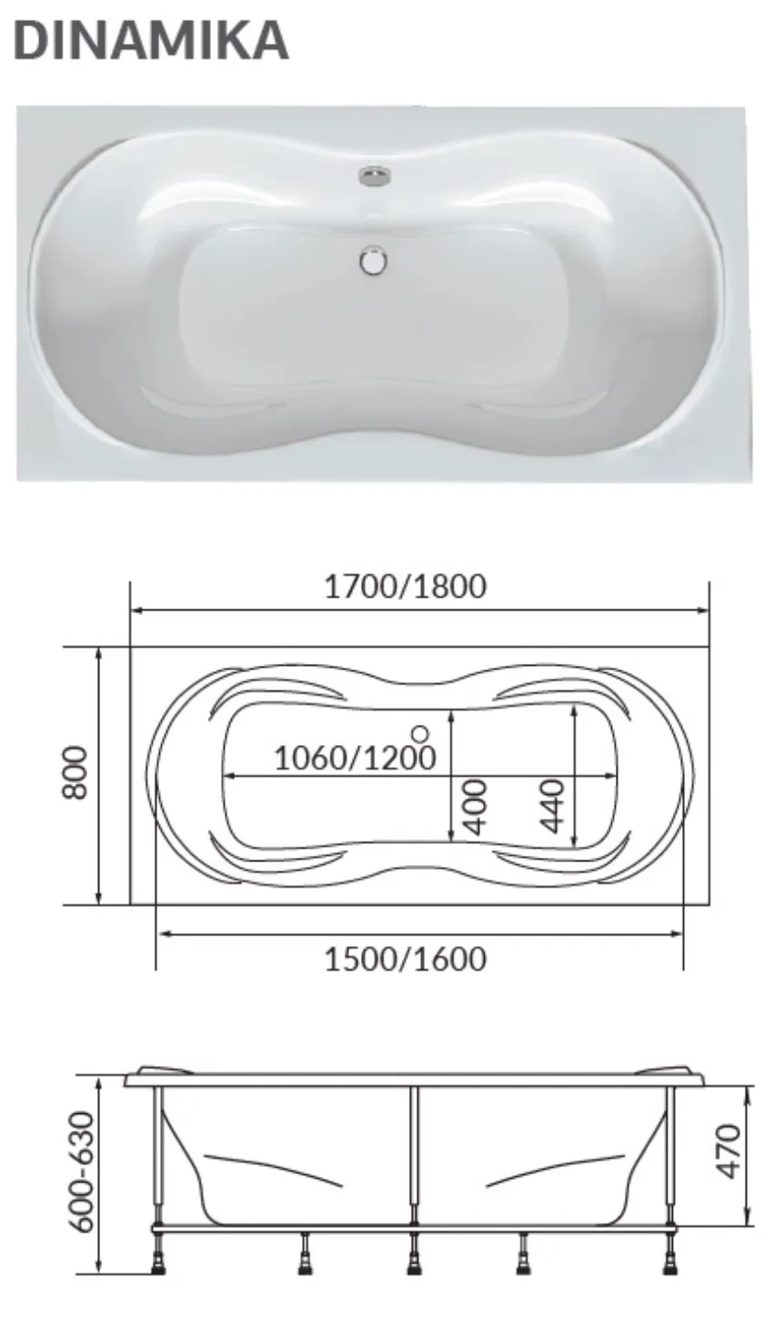 Ванна акриловая 1Marka Dinamika 170x80 изображение