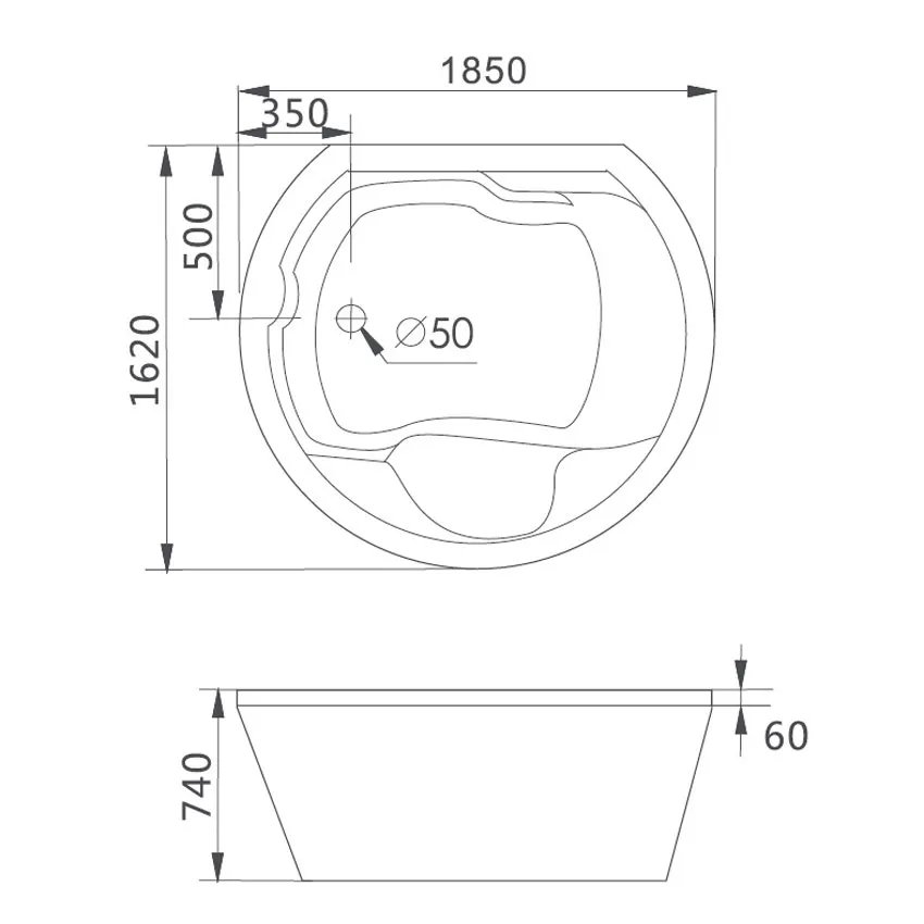 Ванна акриловая Gemy G9053 B изображение