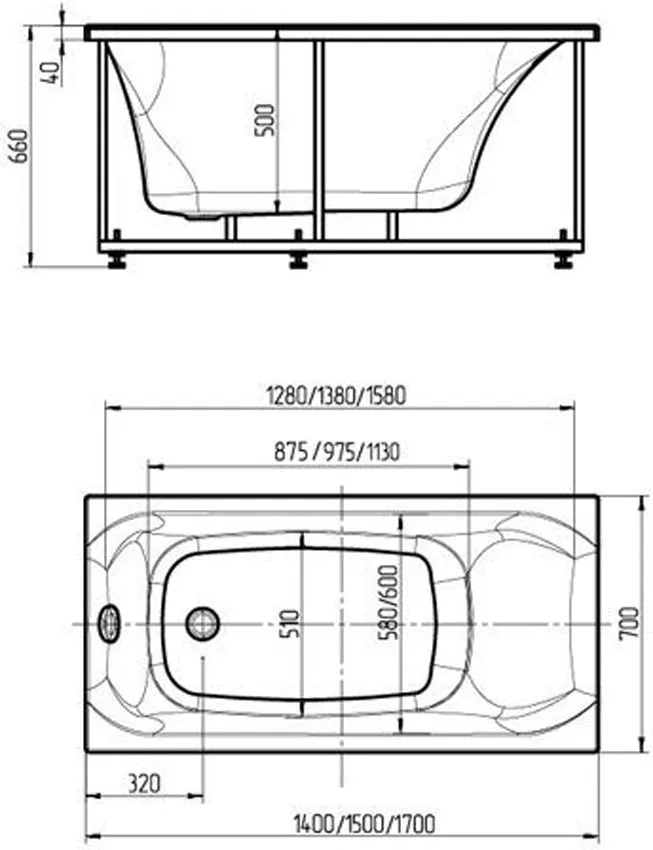 Ванна акриловая Aquatek Альфа 140x70 ALF140-0000023 без фронтального экрана, без гидромассажа изображение