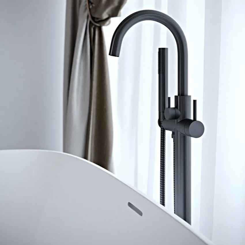 Смеситель напольный для ванны с душем Timo Saona 2310/03Y-CR черный изображение