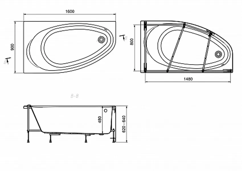 Ванна акриловая Roca Confu 160x90 левосторонняя изображение