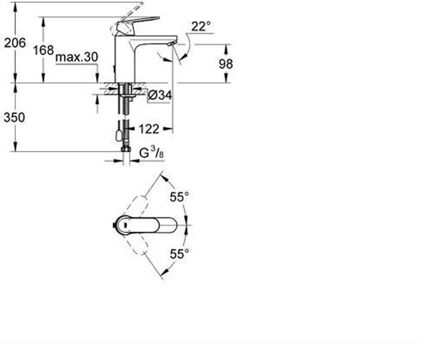 Смеситель для раковины Grohe Eurosmart Cosmopolitan 23326000 изображение