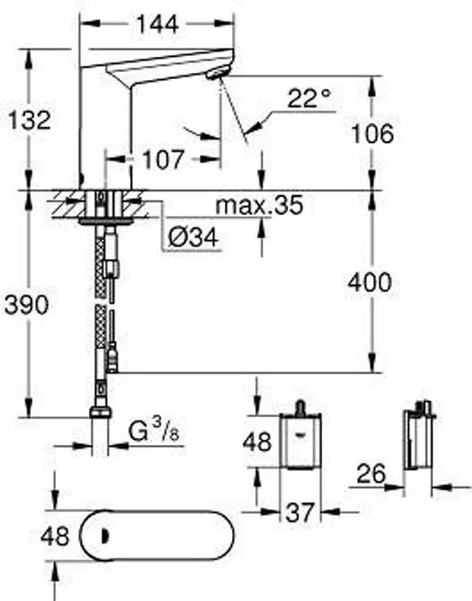 Смеситель для раковины Grohe Eurosmart Cosmopolitan E 36330001 изображение