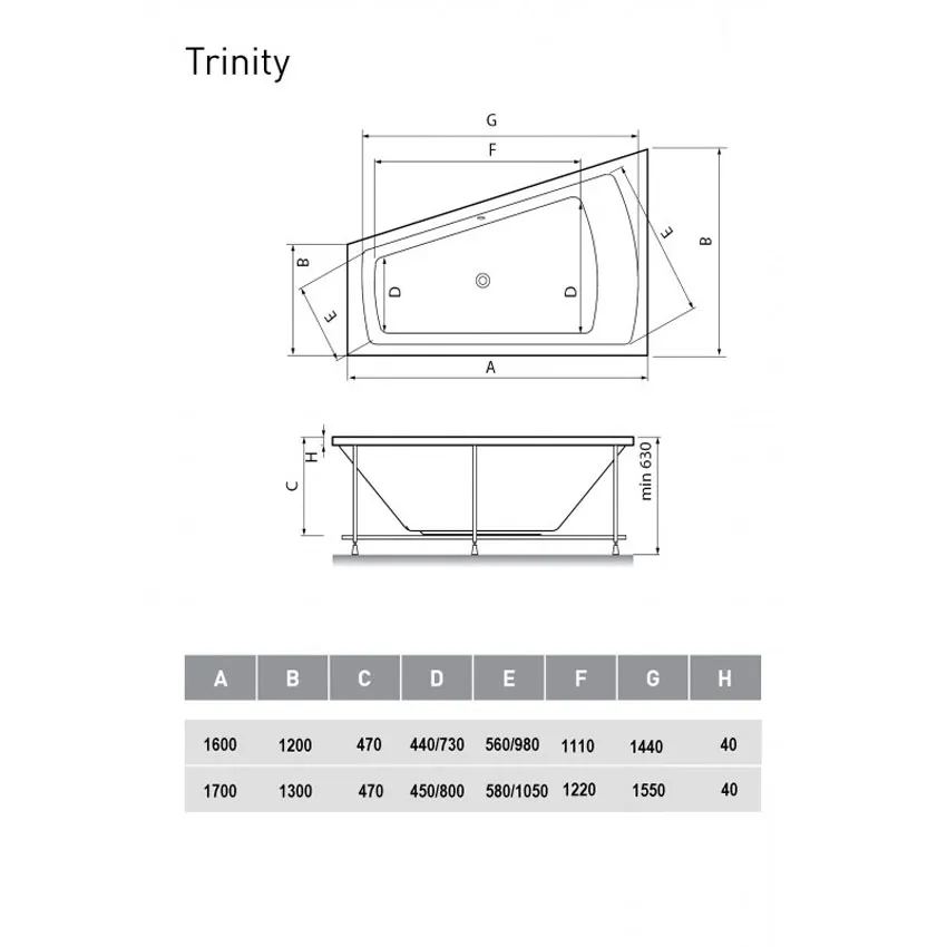 Ванна акриловая Vayer Trinity R 160x120 изображение
