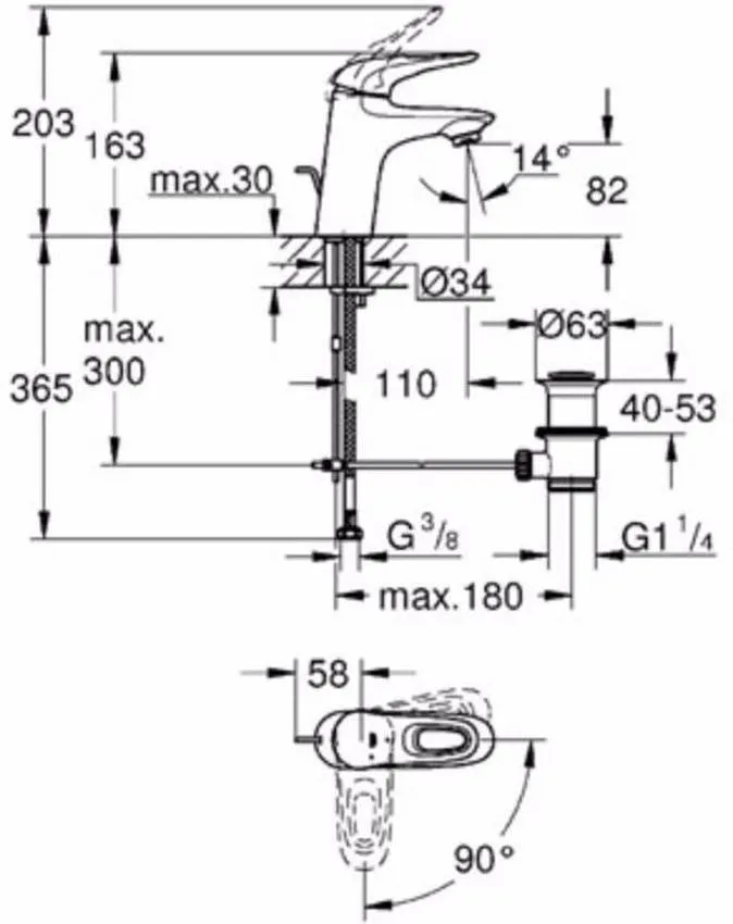 Смеситель для раковины Grohe Eurostyle 2015 23374LS3 изображение