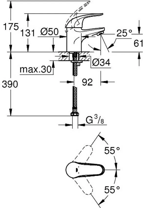 Смеситель для раковины Grohe Euroeco 32734000 изображение