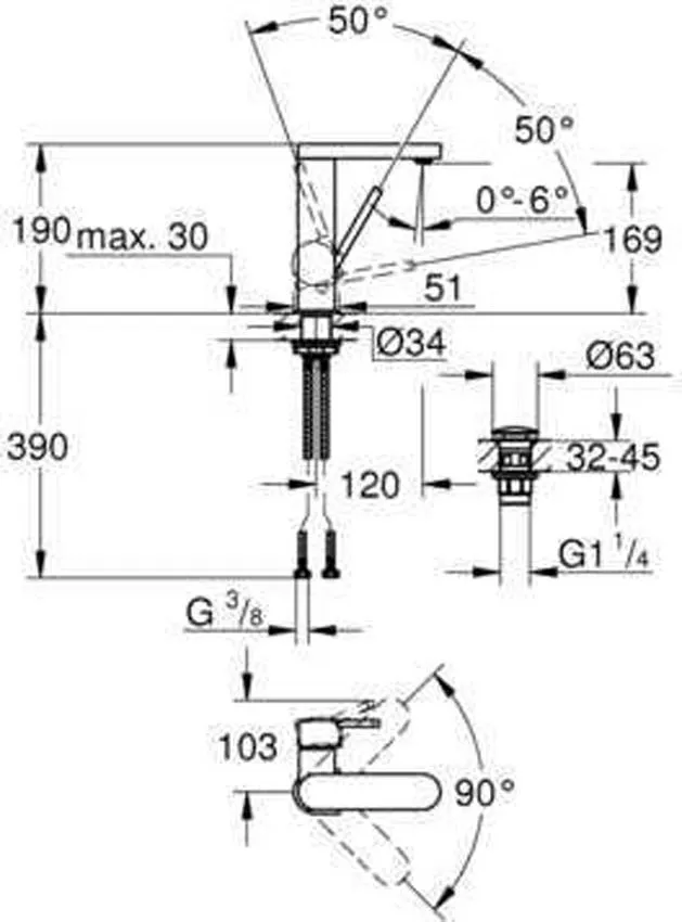 Смеситель для раковины Grohe Plus 23872003 изображение
