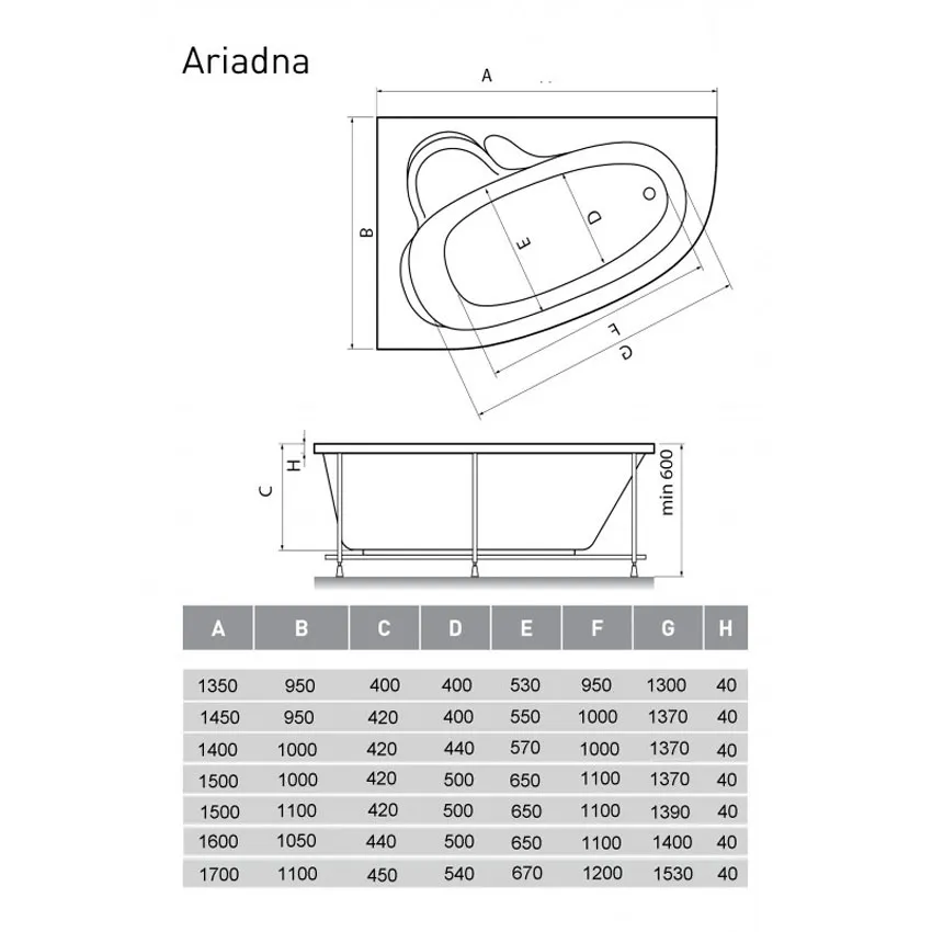 Ванна акриловая Relisan Ariadna L 170x110 изображение