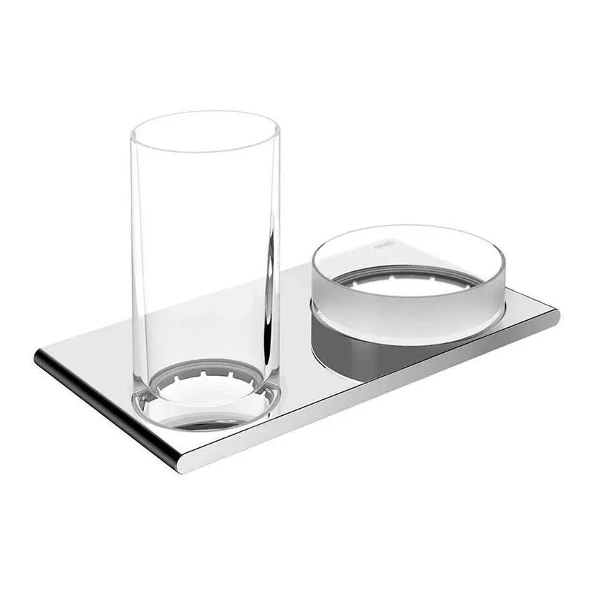 Двойной держатель со стаканом и чашей для мелочей Keuco Edition 400 11554019000 изображение