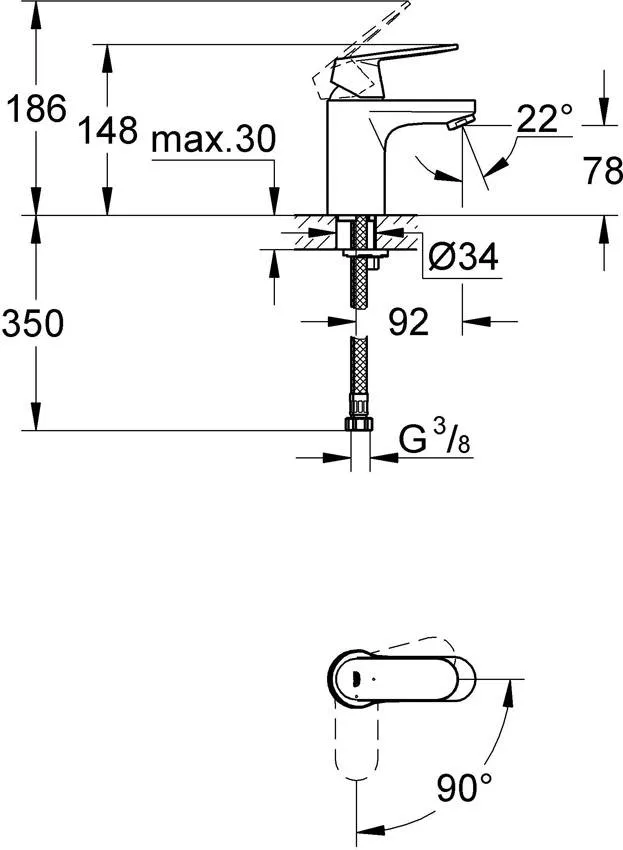 Смеситель для раковины Grohe Eurosmart Cosmopolitan 2337600E изображение