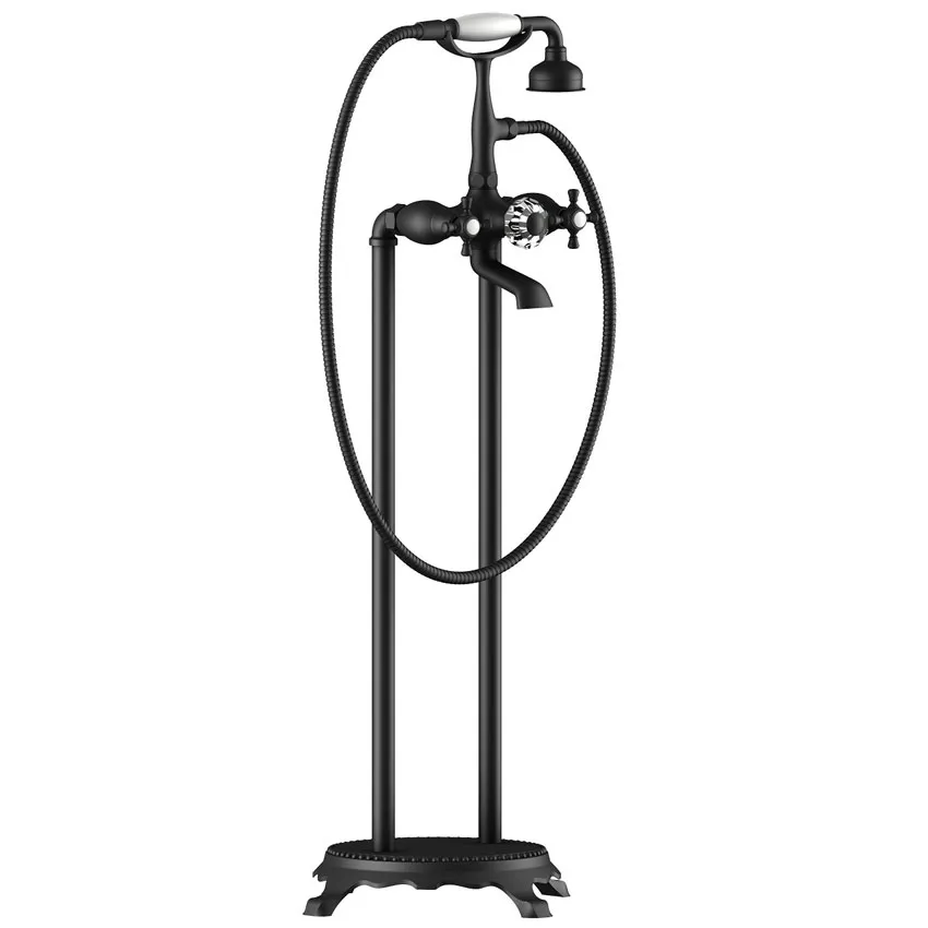 Смеситель напольный для ванны с душем Timo Nelson 1900/03Y-CR черный изображение