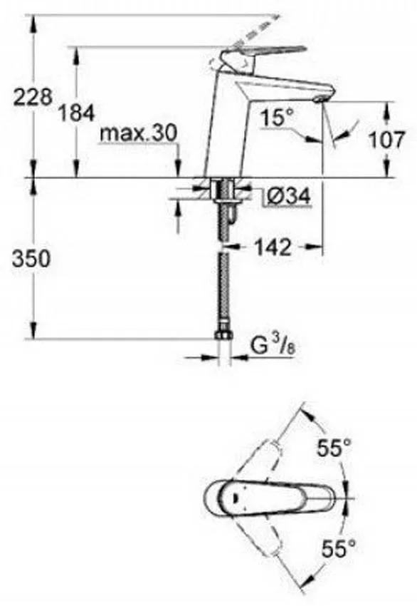 Смеситель для раковины Grohe Eurodisc Cosmopolitan 23449002 изображение