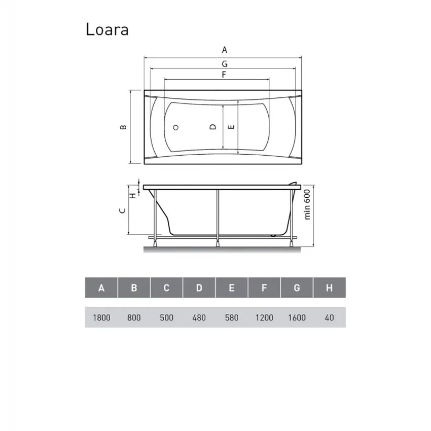 Ванна акриловая Relisan Loara 180x80 изображение