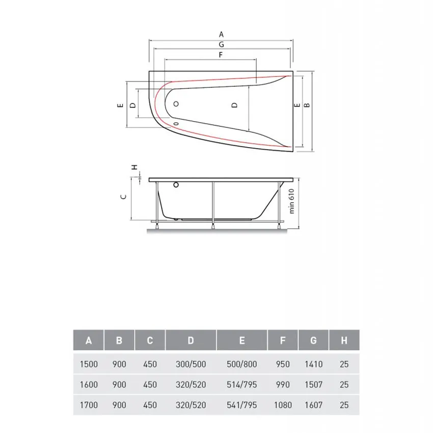 Ванна акриловая Vayer Boomerang (EH) 150x90 L изображение