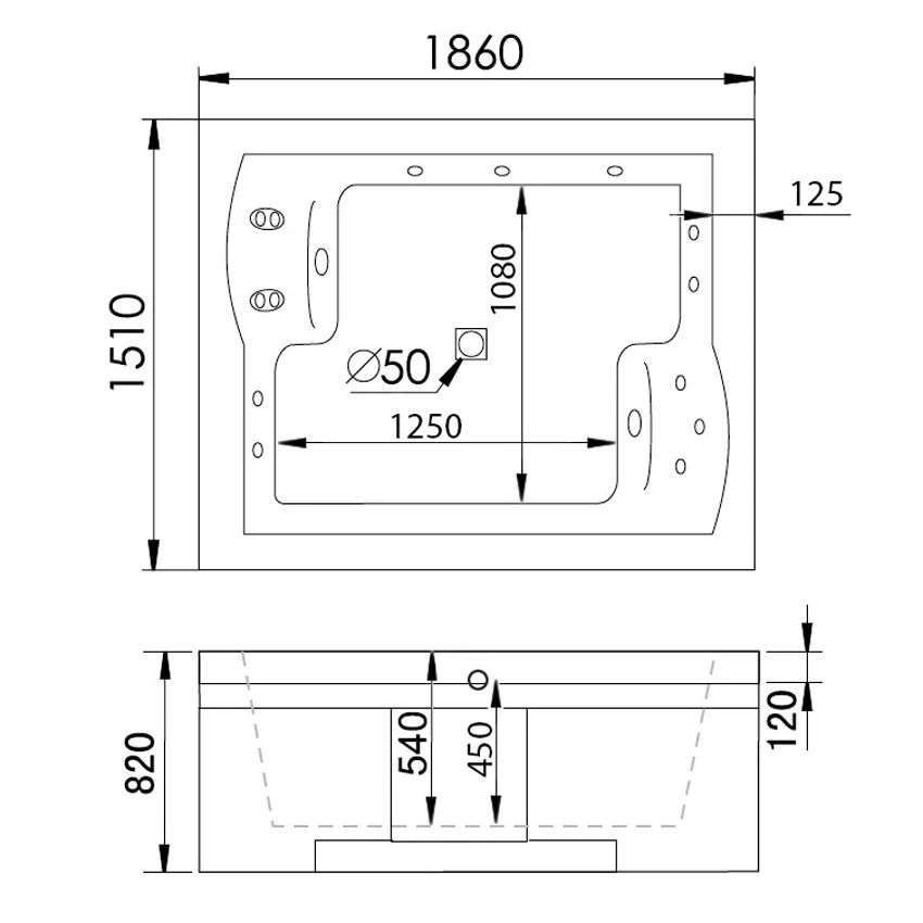 Ванна акриловая Gemy G9052 II B R изображение