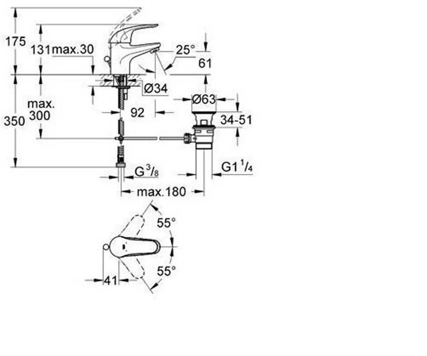 Смеситель для раковины Grohe Euroeco new 23262000 изображение