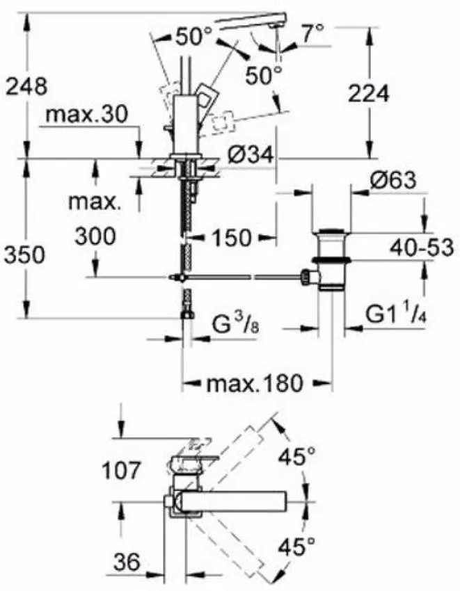 Смеситель для раковины Grohe Eurocube 23135000 изображение
