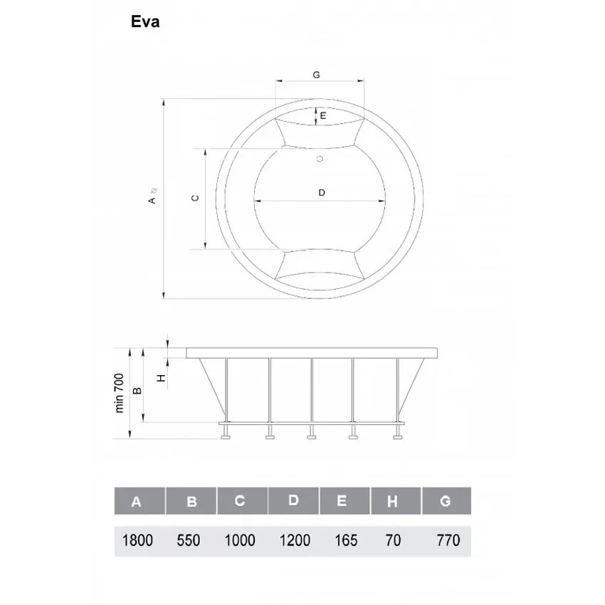 Ванна акриловая Vayer Eva D180 изображение