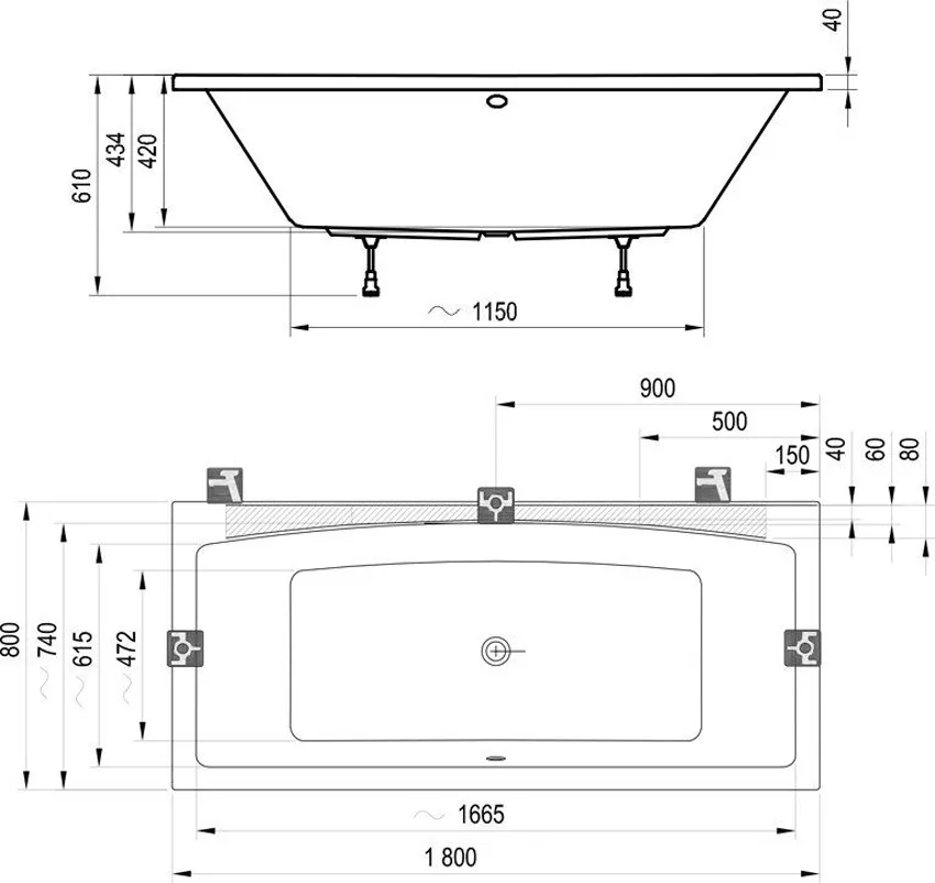 Ванна акриловая Ravak FORMY 2 180x80 изображение