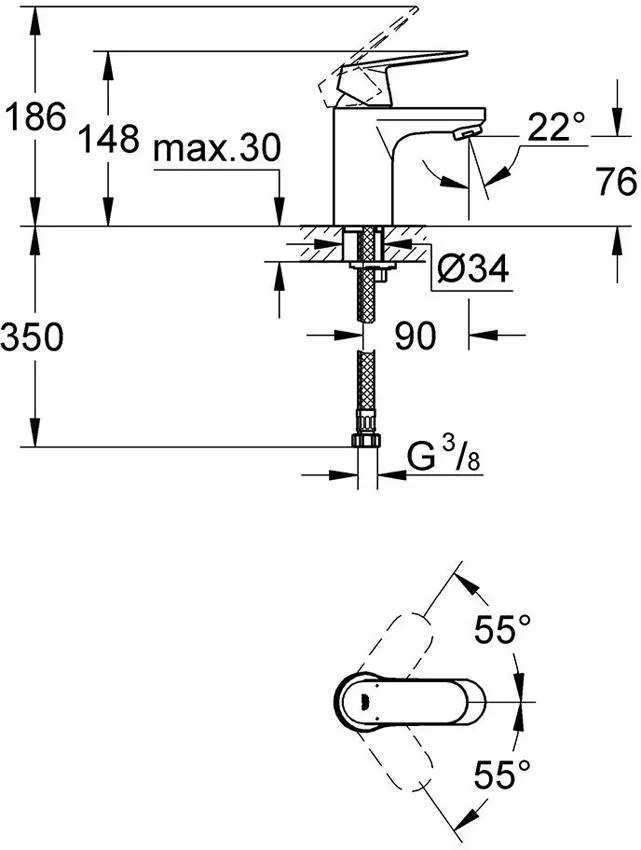 Смеситель для раковины Grohe Eurosmart Cosmopolitan 32824000 изображение