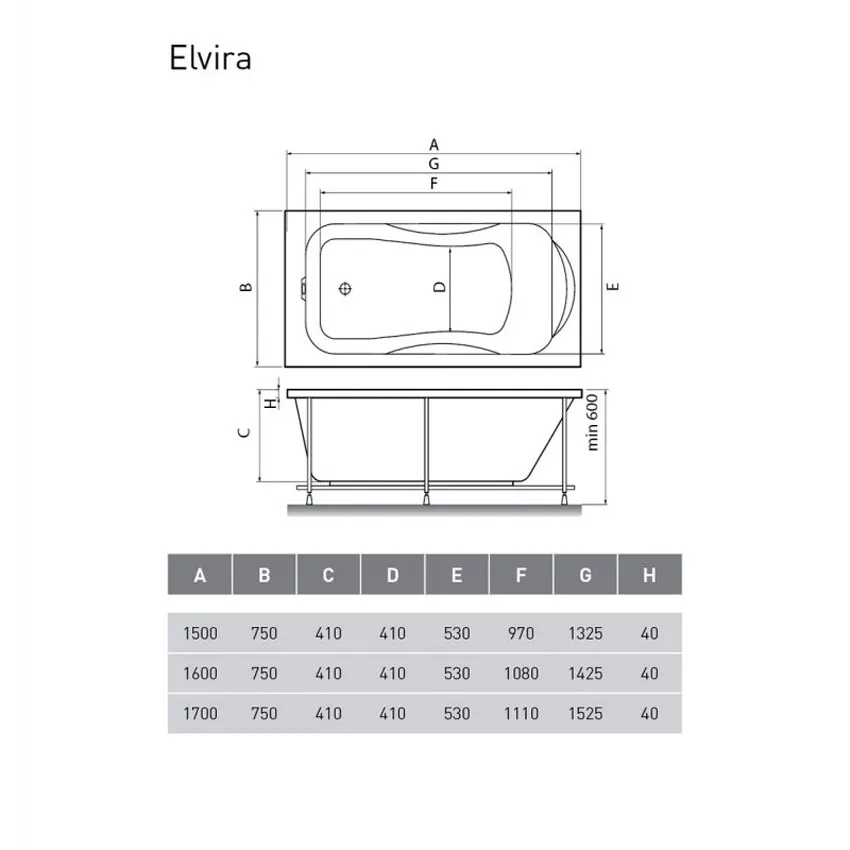 Ванна акриловая Relisan Elvira 150x75 изображение