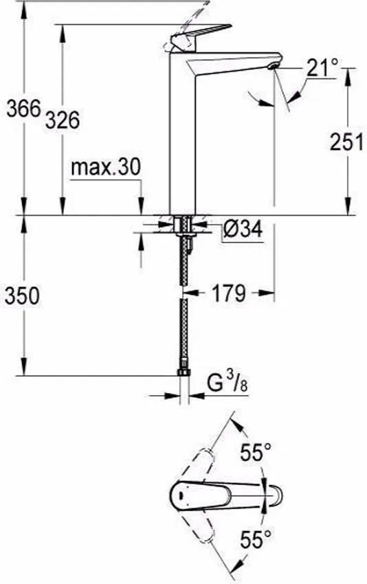 Смеситель для раковины Grohe Eurodisc Cosmopolitan 23432000 изображение