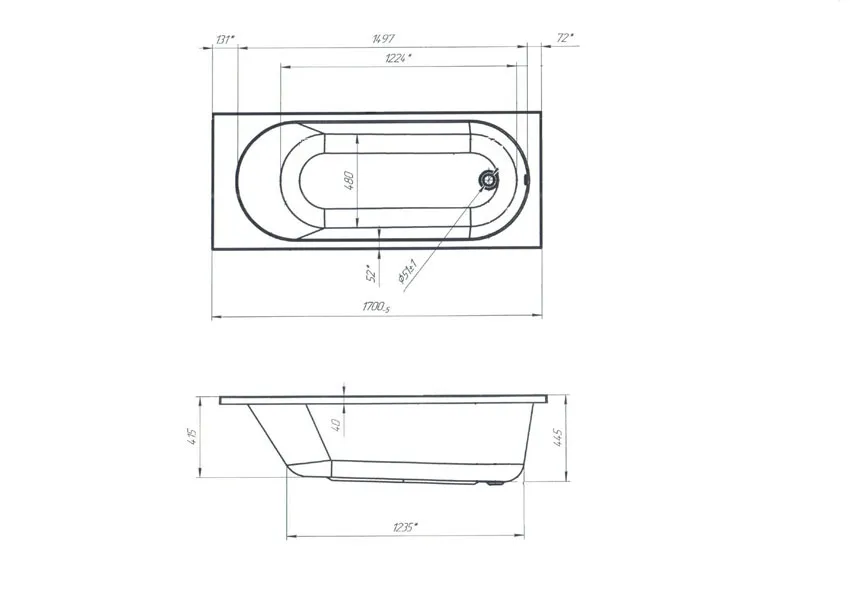 Ванна акриловая Marka One Atlas 170x70 изображение