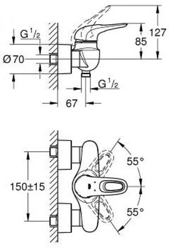 Смеситель для душа  Grohe Eurostyle 2015 33590003 изображение