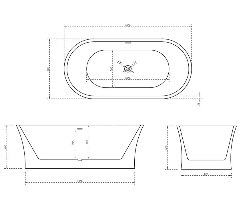 Ванна акриловая Abber AB9201 160 изображение