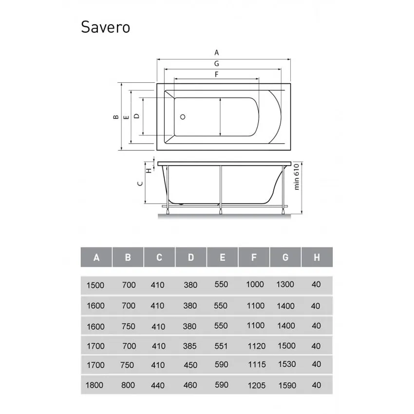 Ванна акриловая Vayer Savero 150x70 изображение