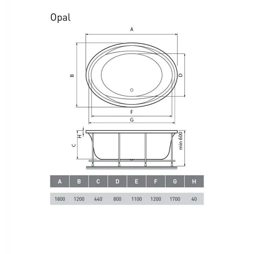 Ванна акриловая Vayer Opal 180x120 изображение