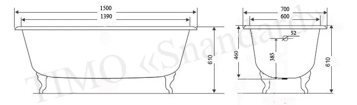 Ванна чугунная Timo Standard 3V 150 изображение