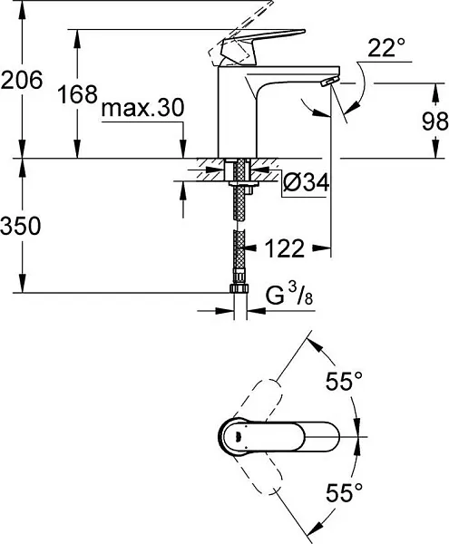 Смеситель для раковины Grohe Eurosmart Cosmopolitan 23327000 изображение