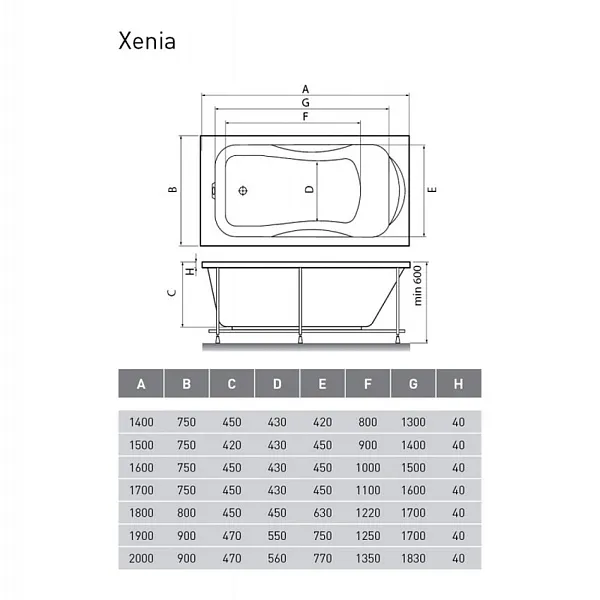 Ванна акриловая Relisan Xenia 170x75 изображение