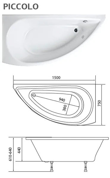Ванна акриловая 1Marka Piccolo 150x75 L изображение