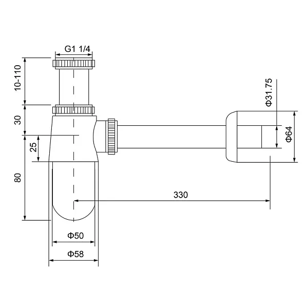 Сифон для раковины Timo 960/03L черный изображение