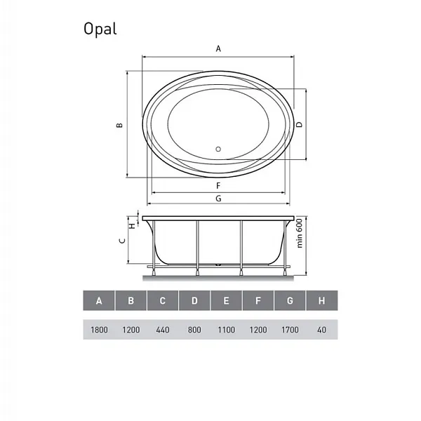 Ванна акриловая Vayer Opal 180x120 изображение